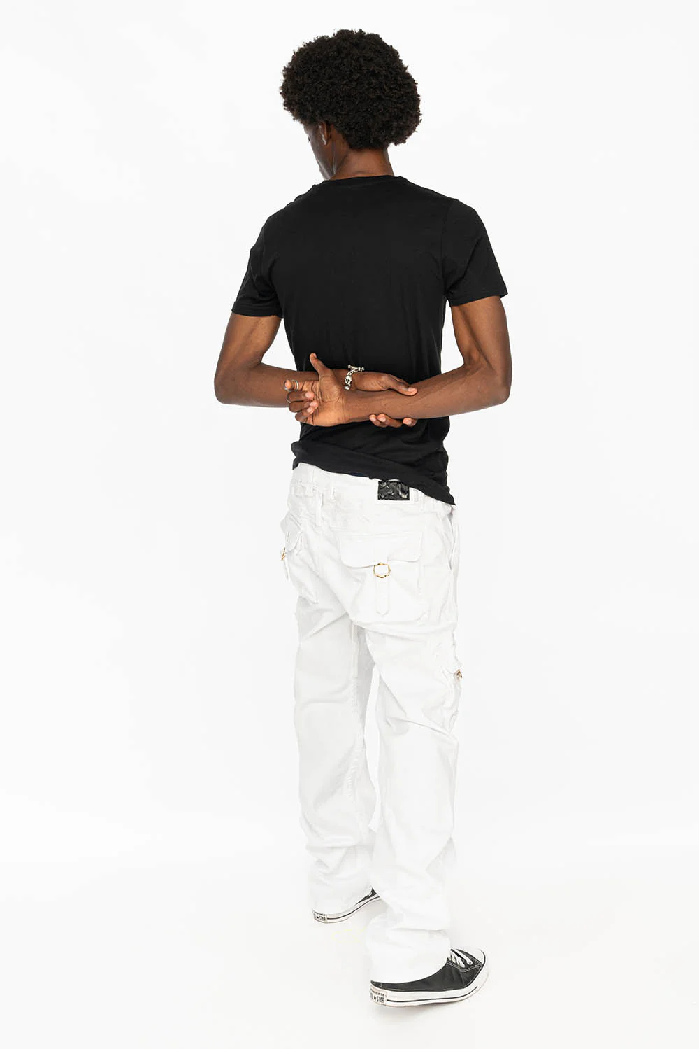 ROBINS NEW MILITARY STYLE CARGO PANTS IN WHITE WASH - Image 3