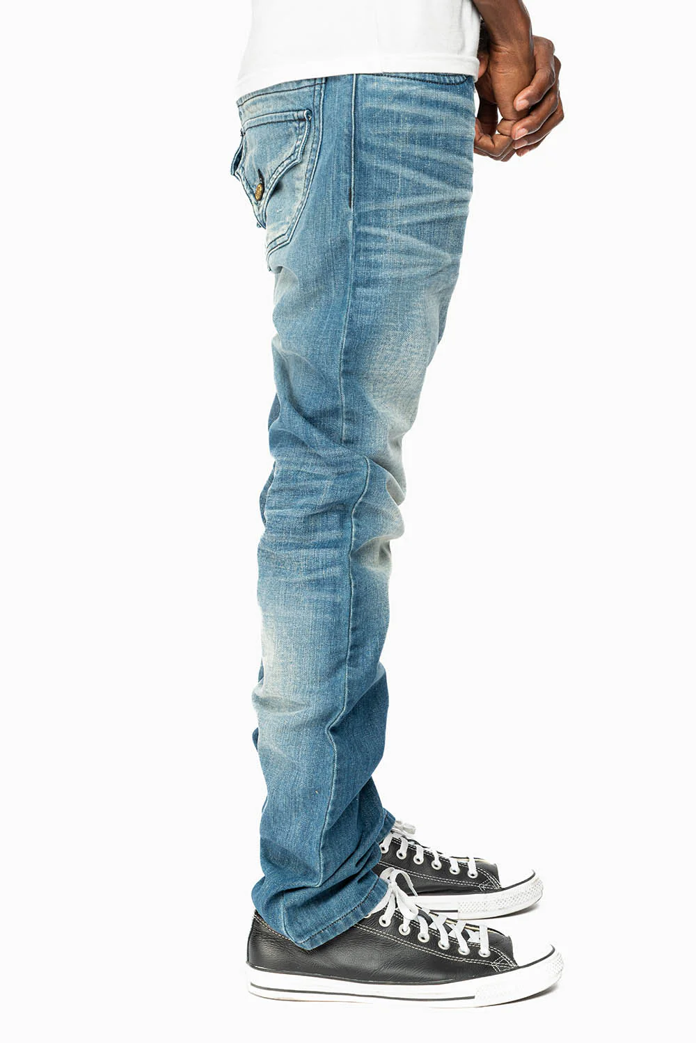 ROBINS RED LABEL LONG FLAP SLIM JEANS IN MEDIUM BLUE WASH - Image 3