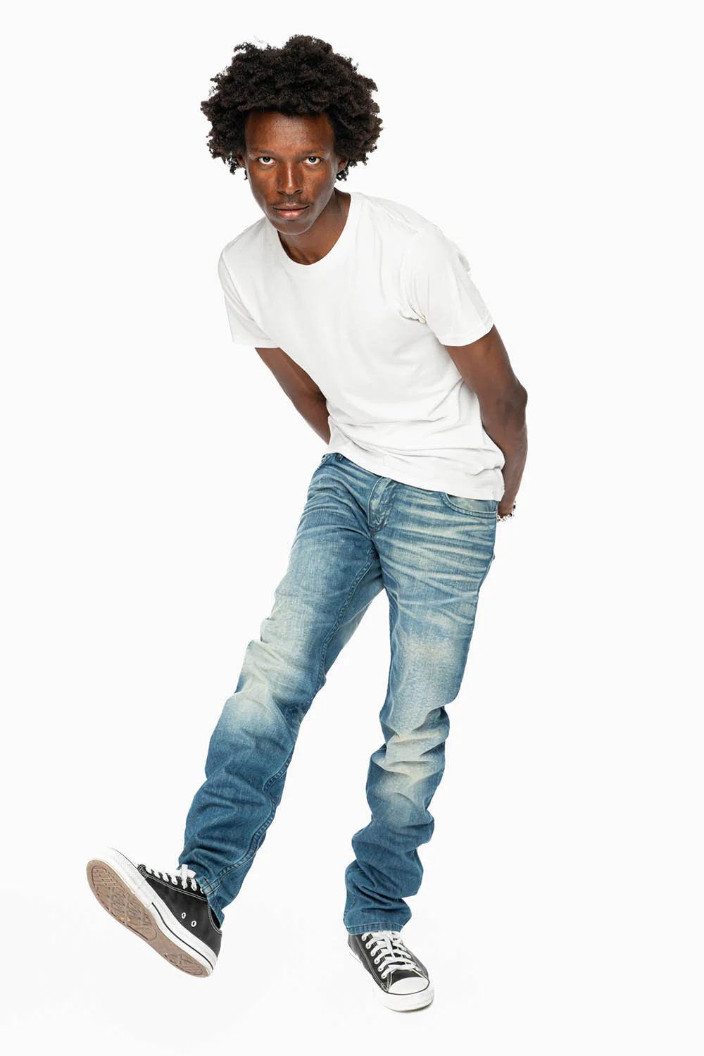 ROBINS RED LABEL LONG FLAP SLIM JEANS IN MEDIUM BLUE WASH - Image 5