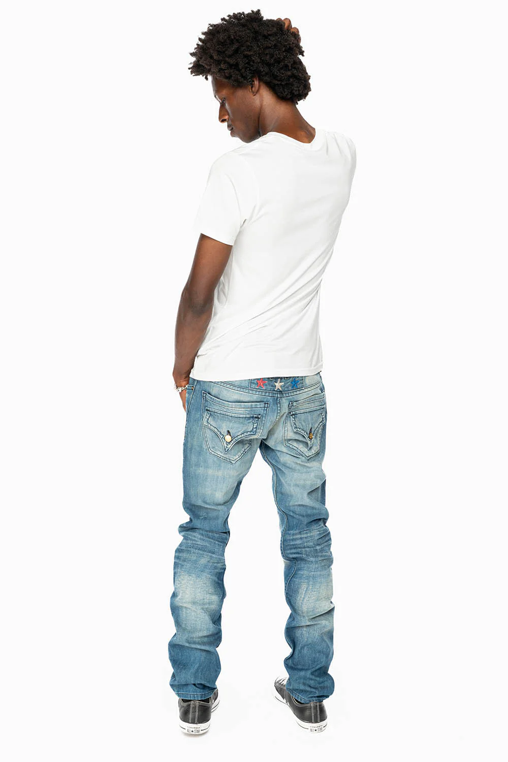 ROBINS RED LABEL LONG FLAP SLIM JEANS IN MEDIUM BLUE WASH - Image 6