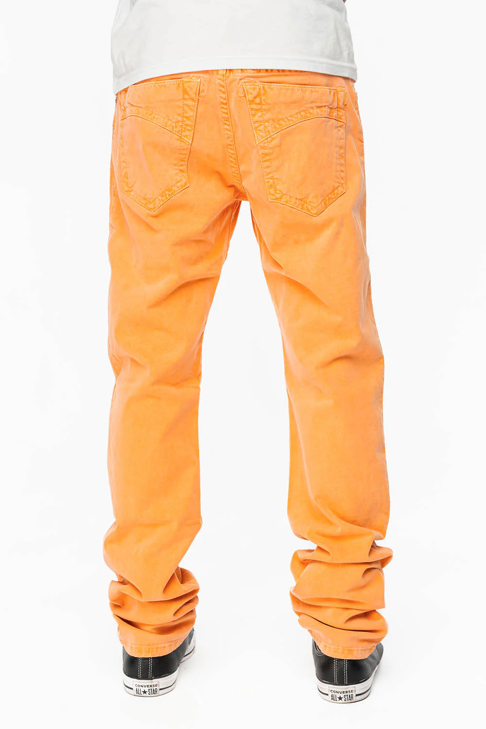 CLASSIC 5 POCKET  SLIM  LEG JEANS  IN PASTEL ORANGE - Image 4