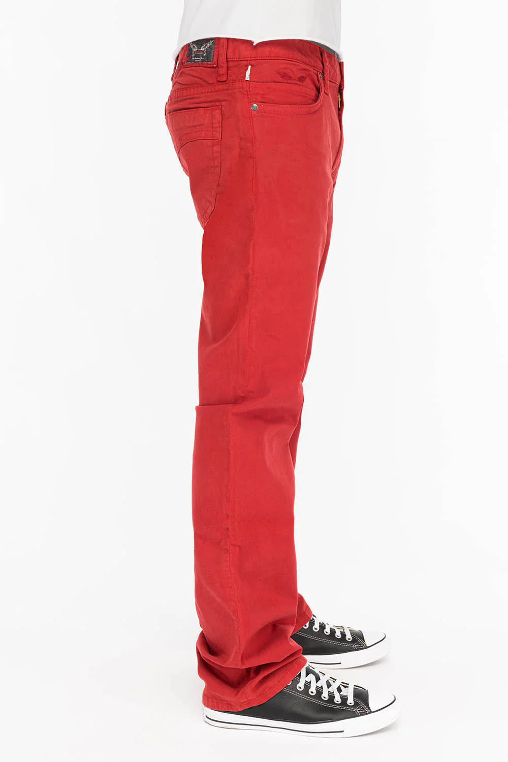 CLASSIC 5 POCKET STRAIGHT LEG JEANS IN BURGUNDY - Image 3