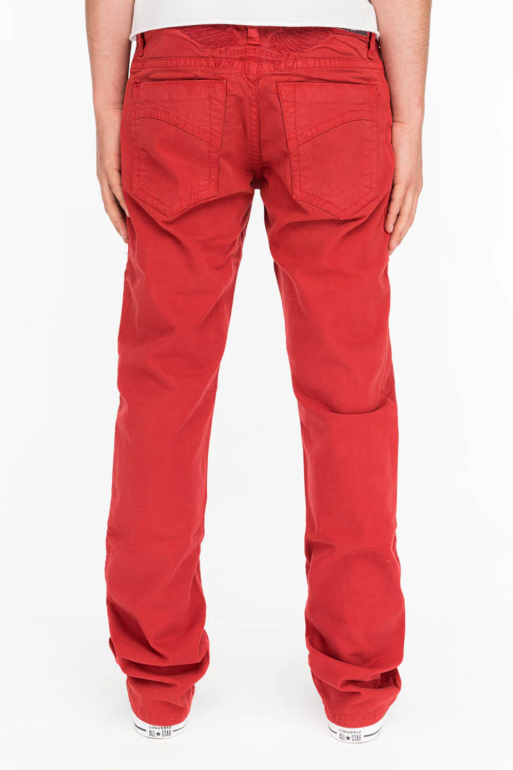 CLASSIC 5 POCKET STRAIGHT LEG JEANS IN BURGUNDY - Image 4