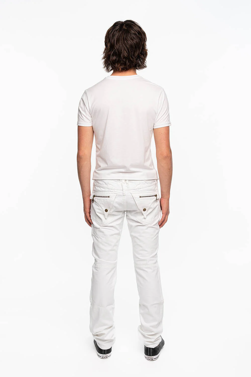 MINI FLAP MENS BIKER JEANS IN WHITE - Image 5